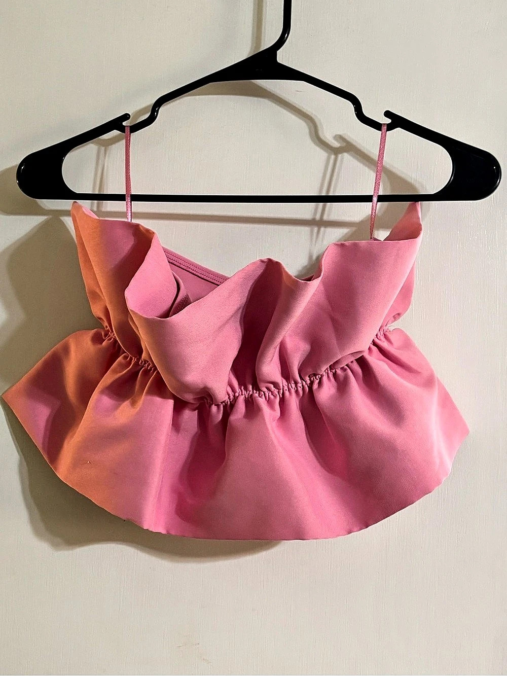 Zara Pink Ruffle Crop Top Size Medium Like New